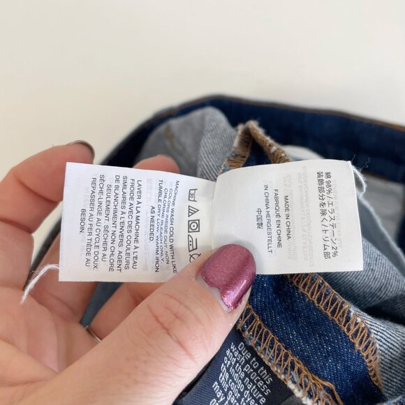 Madewell Stretch Denim Straight Mini Skirt Blue Womens 27 Raw Hem Front Slit - Picture 5 of 9